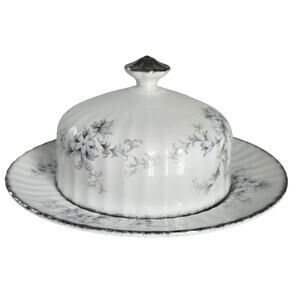Vintage Paragon Covered Butter Dish Round Fluted Brides Choice Floral 1988-1990
